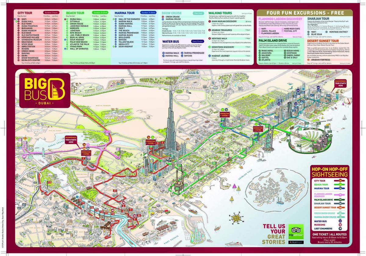 büyük kırmızı otobüs Dubai Haritayı göster