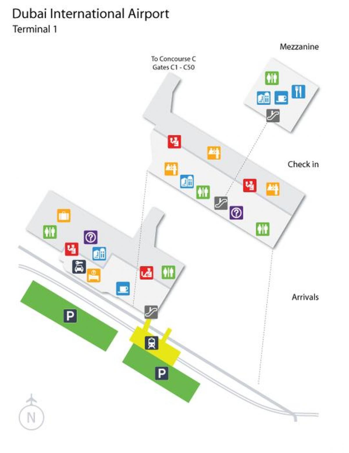 Dubai airport terminal 1 location map