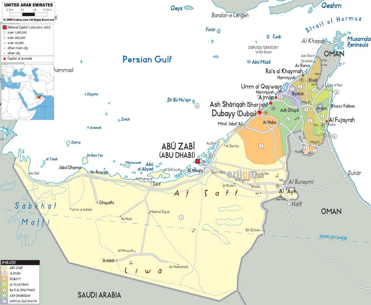 Dubai Birleşik Arap Emirlikleri harita