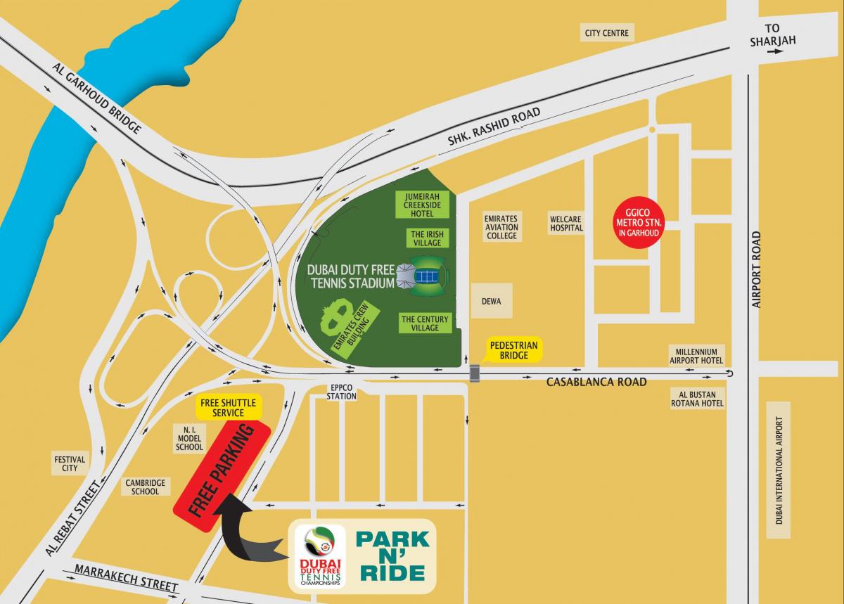 Dubai duty free tenis kortu konum haritası