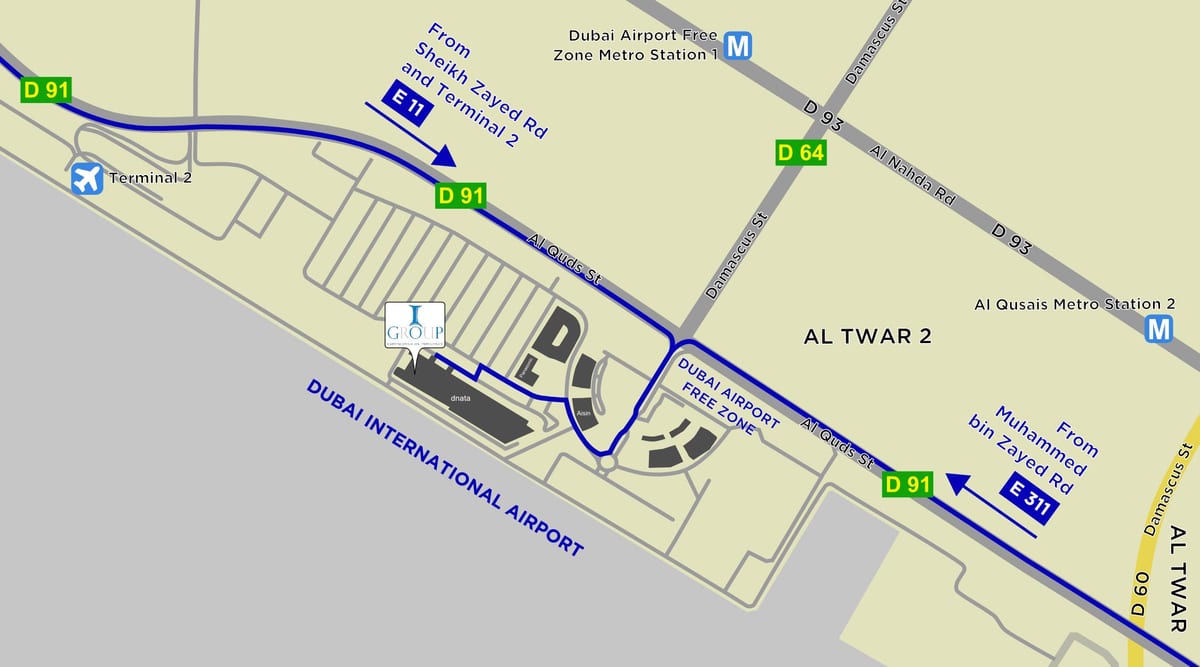 Dubai havaalanı Serbest Bölge haritası