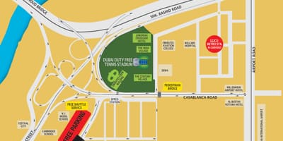 Dubai duty free tenis kortu konum haritası